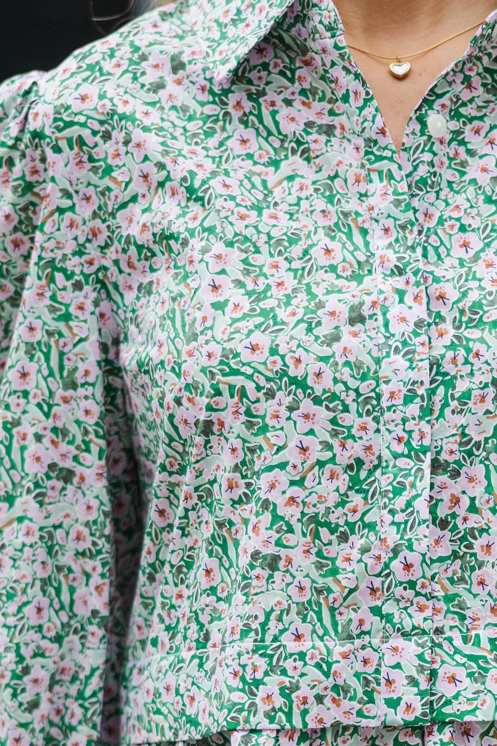 Thinking Of You Green Floral Shirt Dress Female Product Image