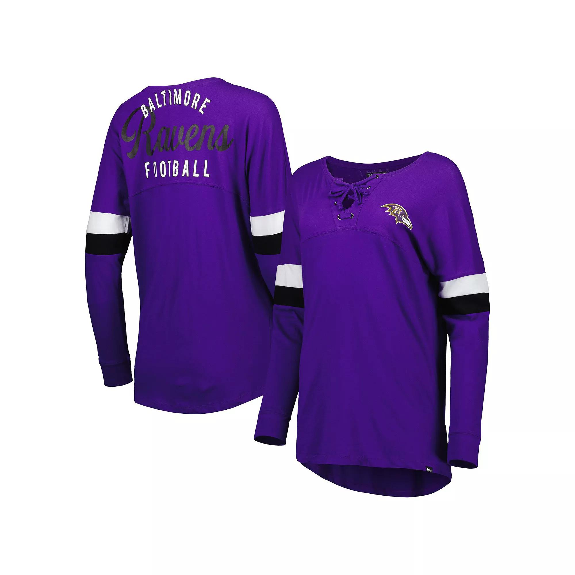 Women's New Era Purple Baltimore Ravens Athletic Varsity Lightweight Lace-Up Long Sleeve T-Shirt,  Product Image