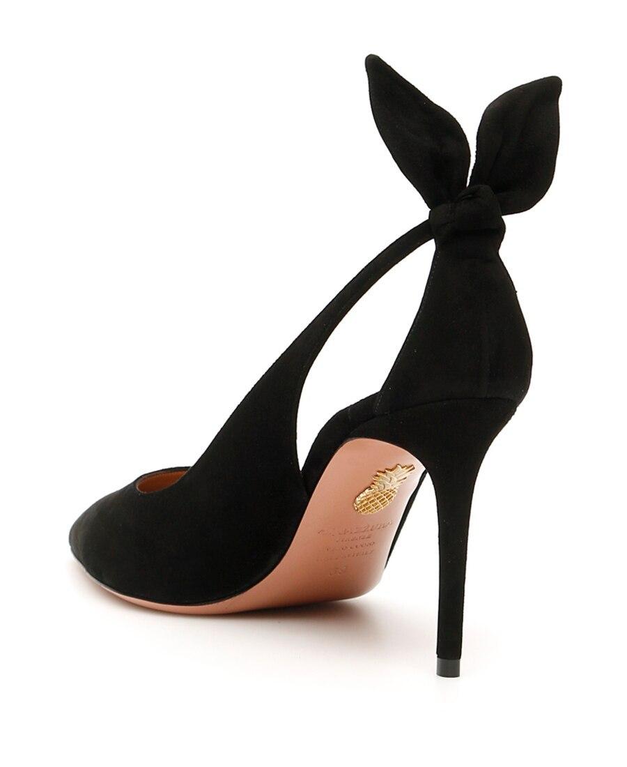 AQUAZZURA Bow Tie 85 Suede Pumps In Black Product Image