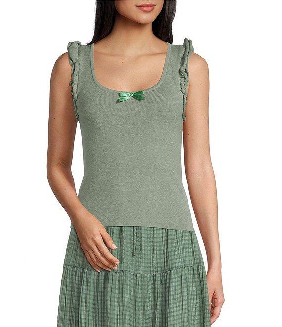 Evolutionary Scoop Neck Flutter Sleeve Knit Top Product Image