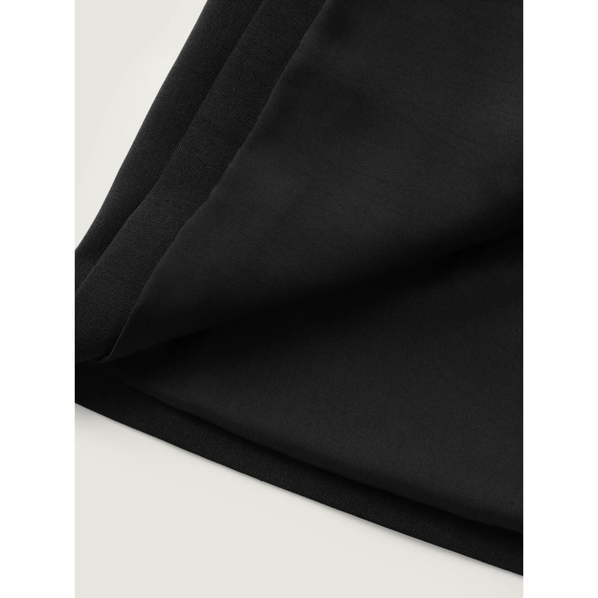 Plus Size Contrast Pockets Three-Quarter Sleeve Blazer Black Women Office Woven ribbon&lace trim Sleeve Elbow-length sleeve Suit Collar 14-16/1X Single-flap pocket Office Blazers BloomChic Product Image