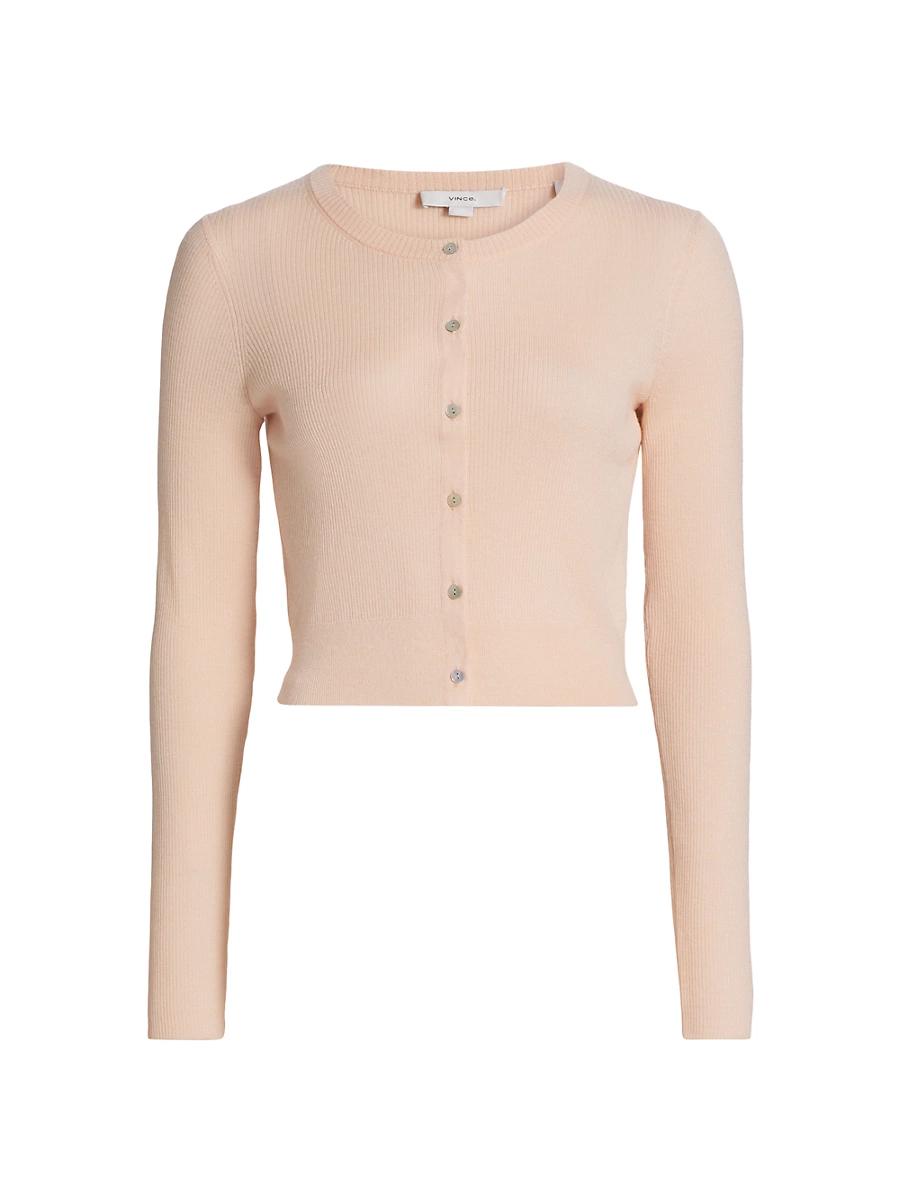 Womens Round Neck Cashmere-Silk Cardigan Product Image