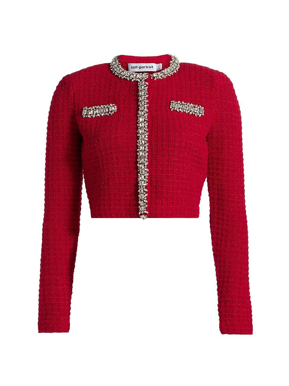 Womens Embellished Textured Knit Jacket Product Image