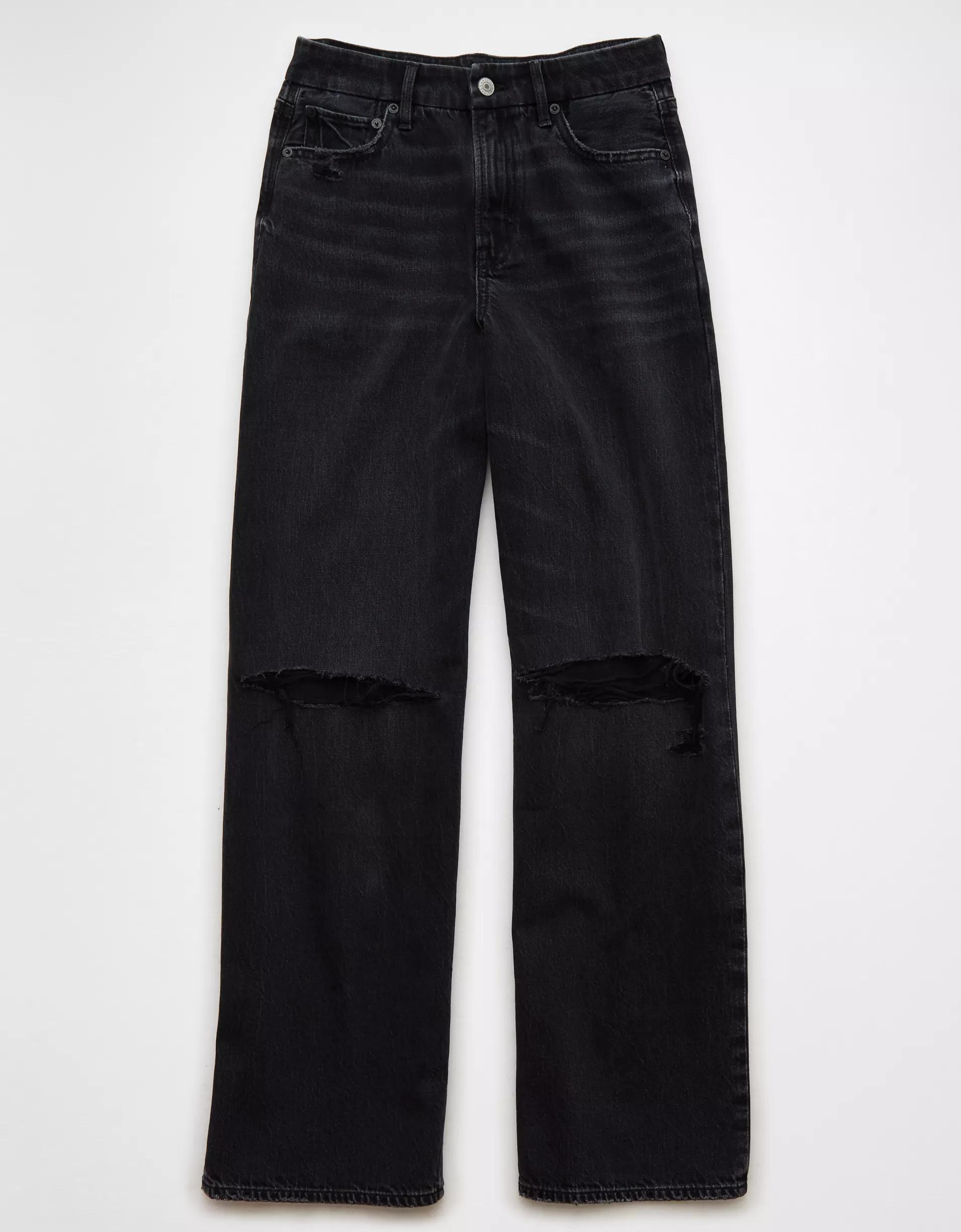 AE Strigid Ripped Curvy Super High-Waisted Baggy Straight Jean Product Image
