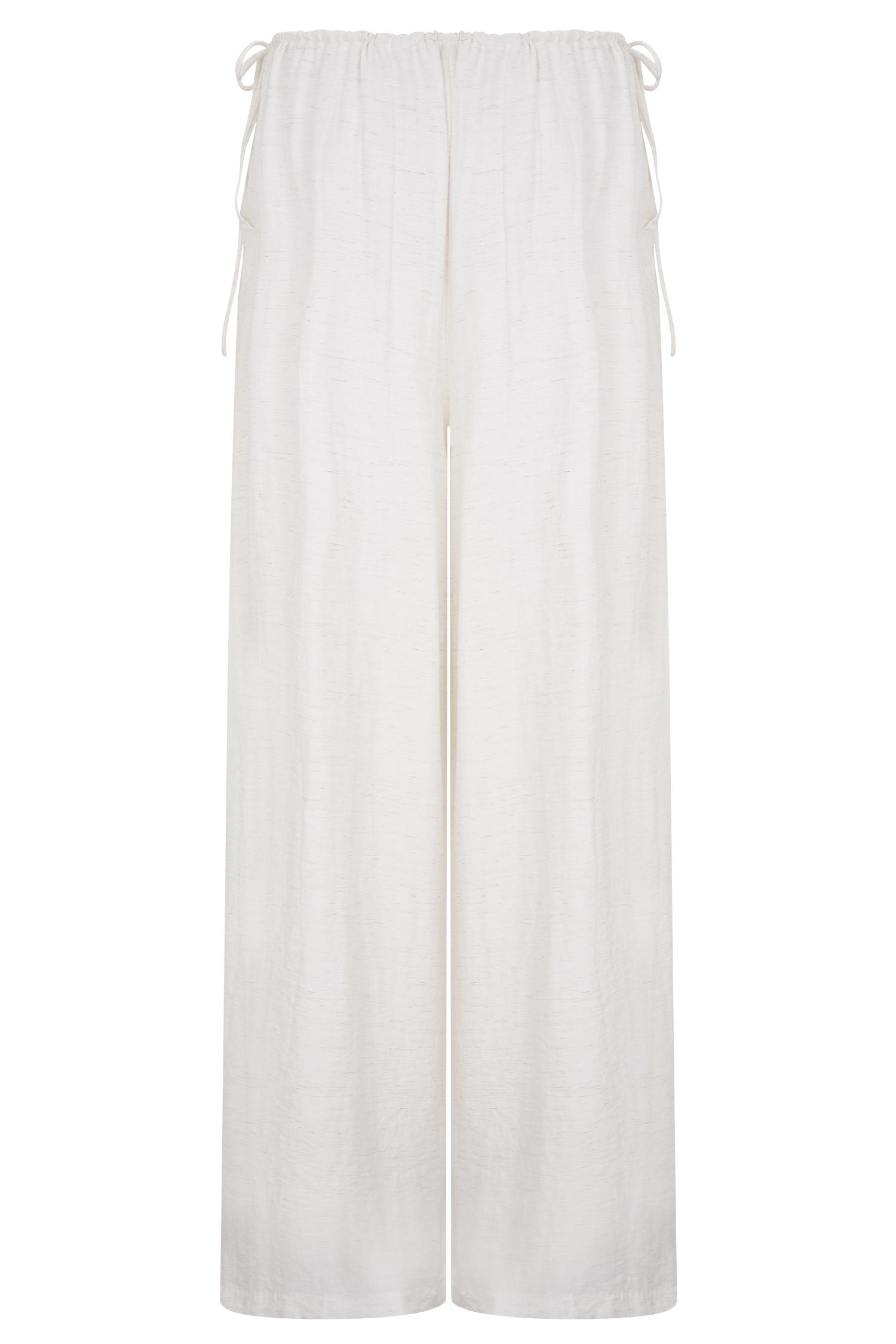 Callum Drawstring Straight Leg Pants - White Product Image