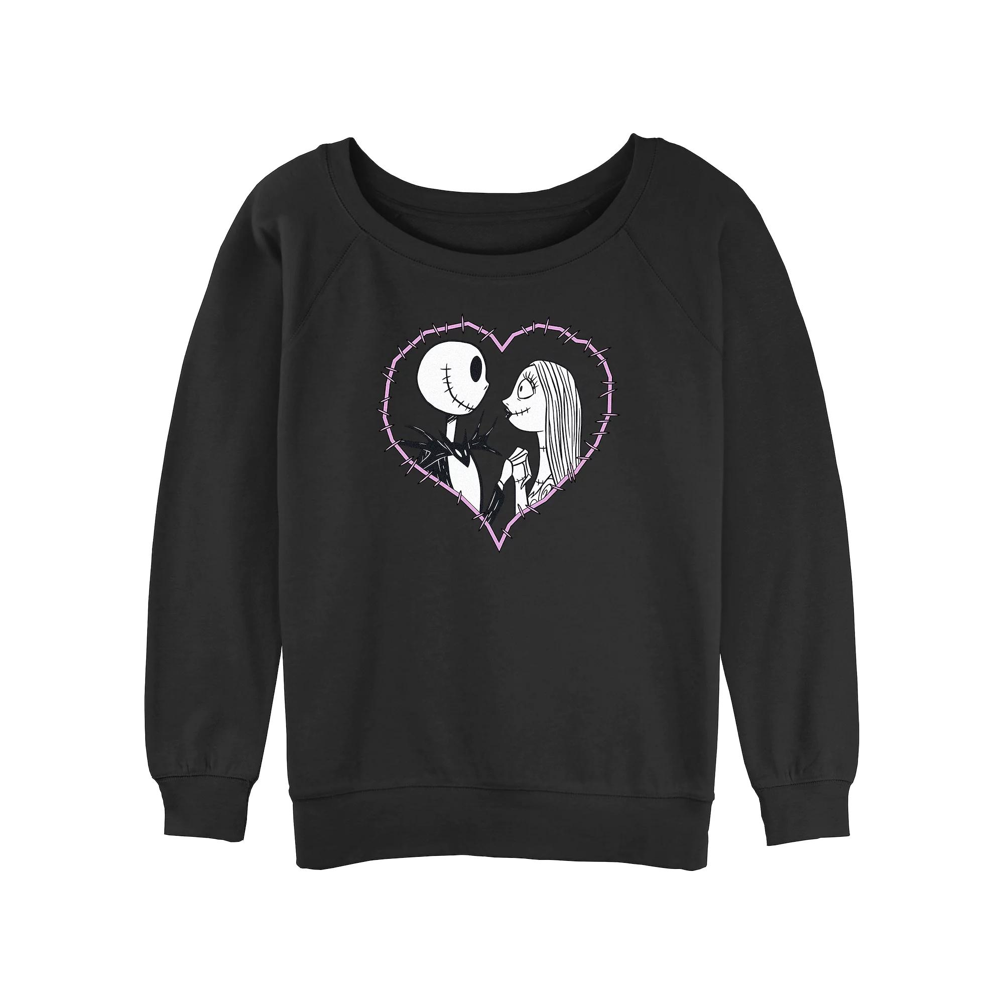 Disney's The Nightmare Before Christmas Jack And Sally Love Juniors' Graphic Slouchy Terry, Women's, Size: XL, Black Product Image