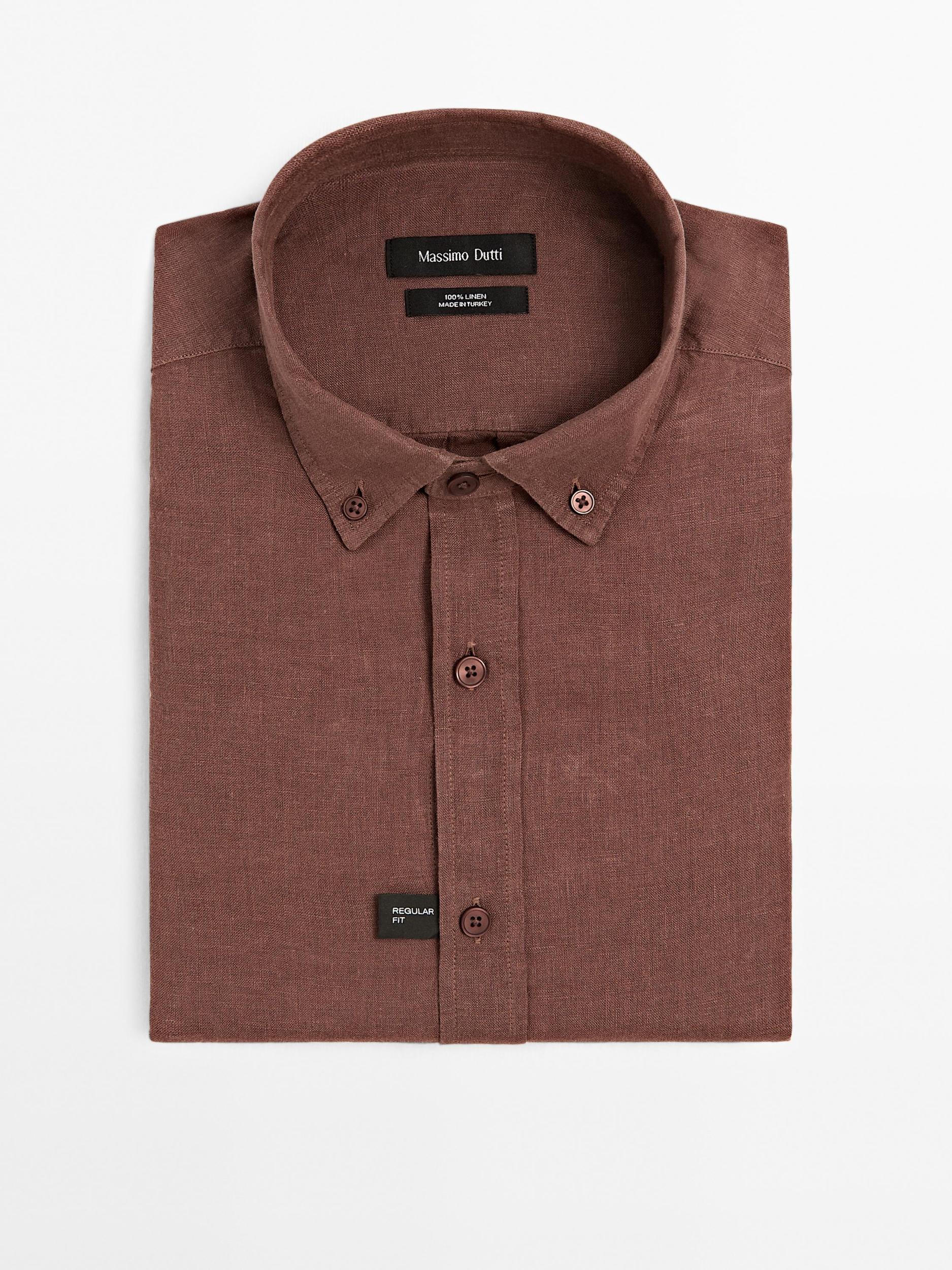 100% linen regular fit shirt Product Image