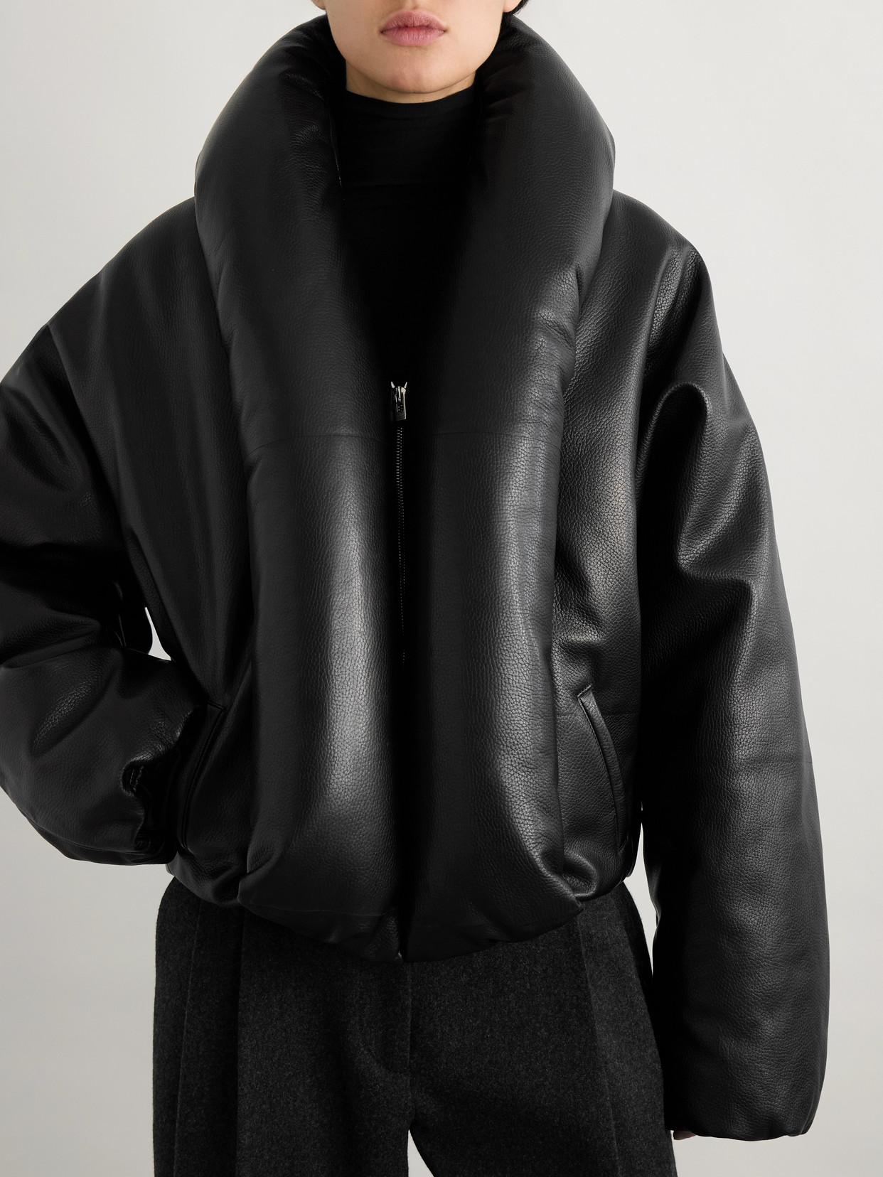 ALAÏA Padded Leather Bomber Jacket In Black Product Image