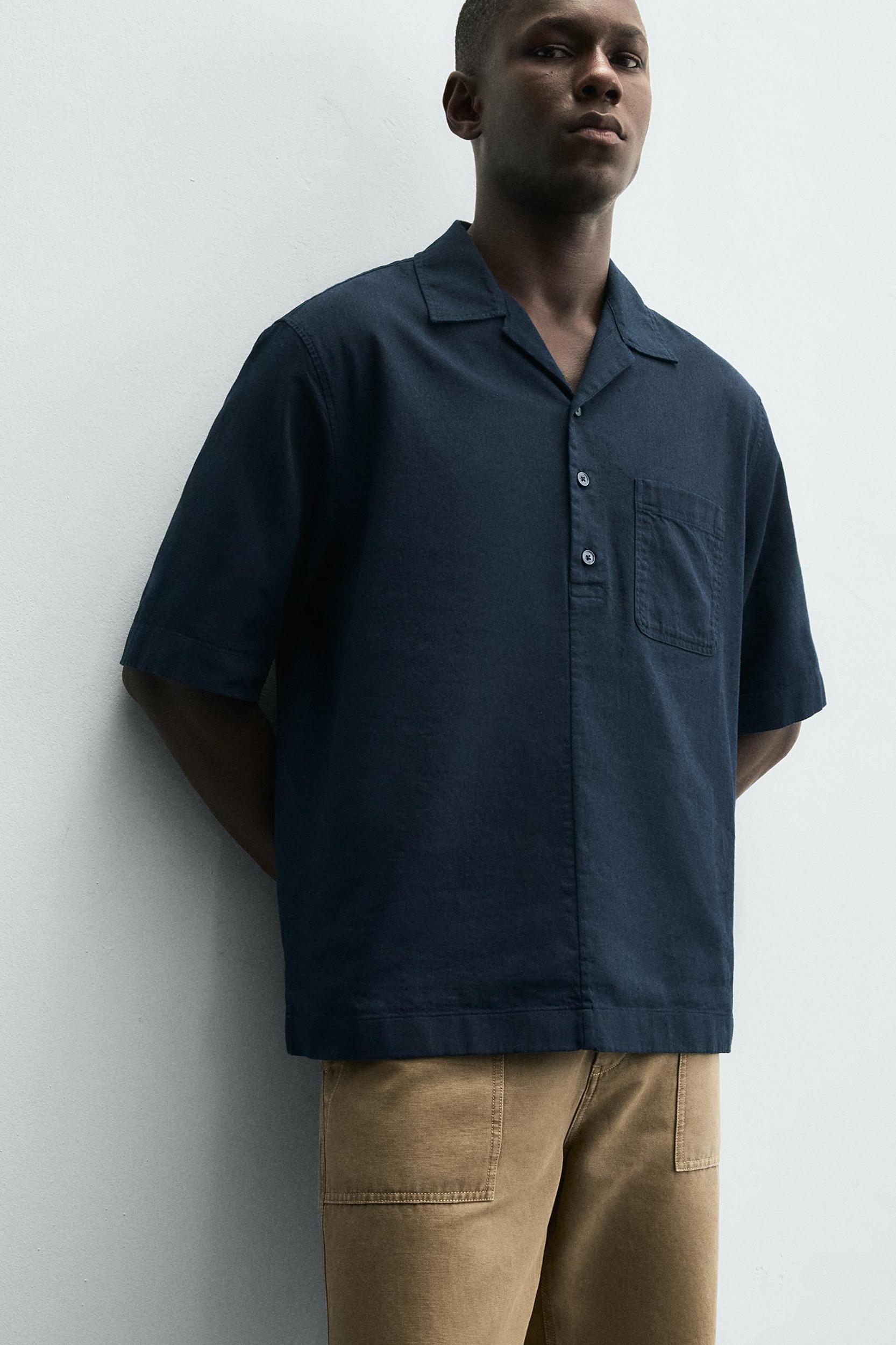 COTTON-LINEN POLO SHIRT Product Image