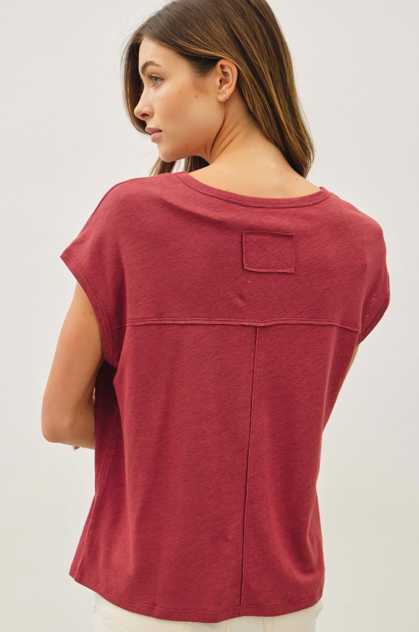 Linen Blend Cap Sleeve Tee Product Image
