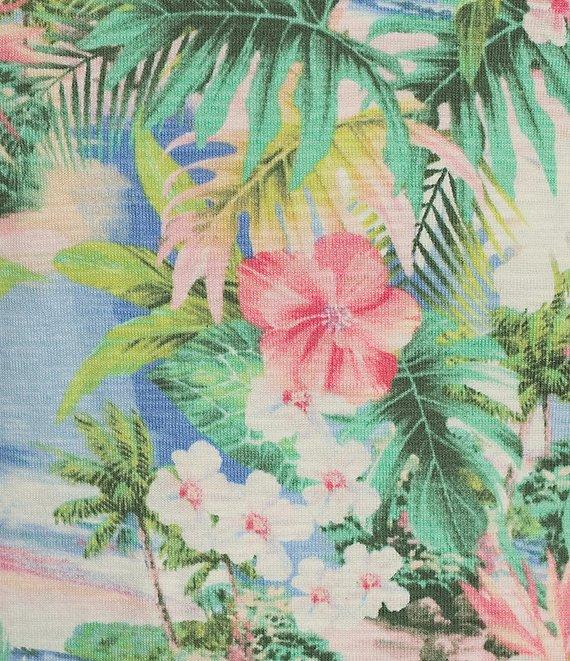 Tommy Bahama Ashby Isles Ocean Vida Tropical Printed Slub Rib V-Neck 3/4 Sleeve Tee Product Image