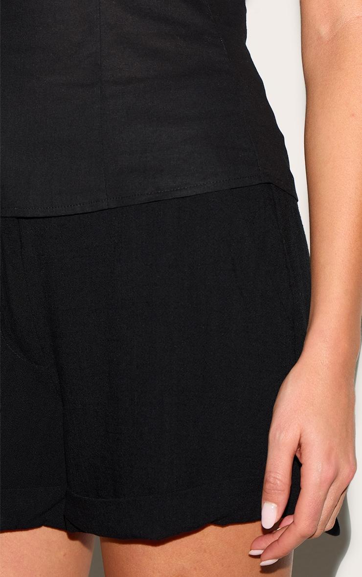 Black Tailored Linen Blend Shorts Product Image