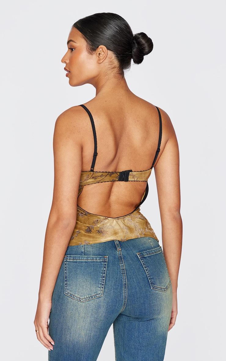 Tall Green Devore Lace Trim Strappy Long Top Product Image