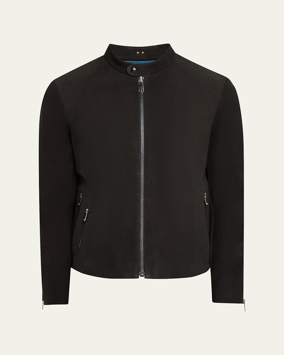 Mens Crest Cafe Leather Racer Jacket Product Image