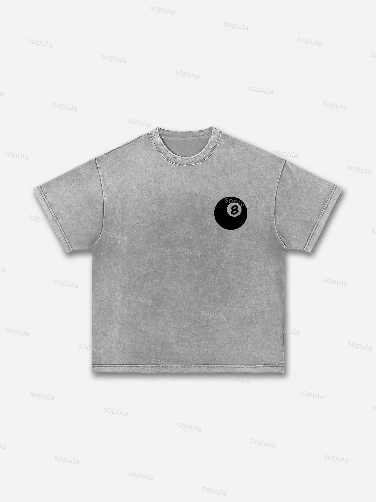 Vintage Black 8 Print Graphic Acid Wash T-shirt Product Image