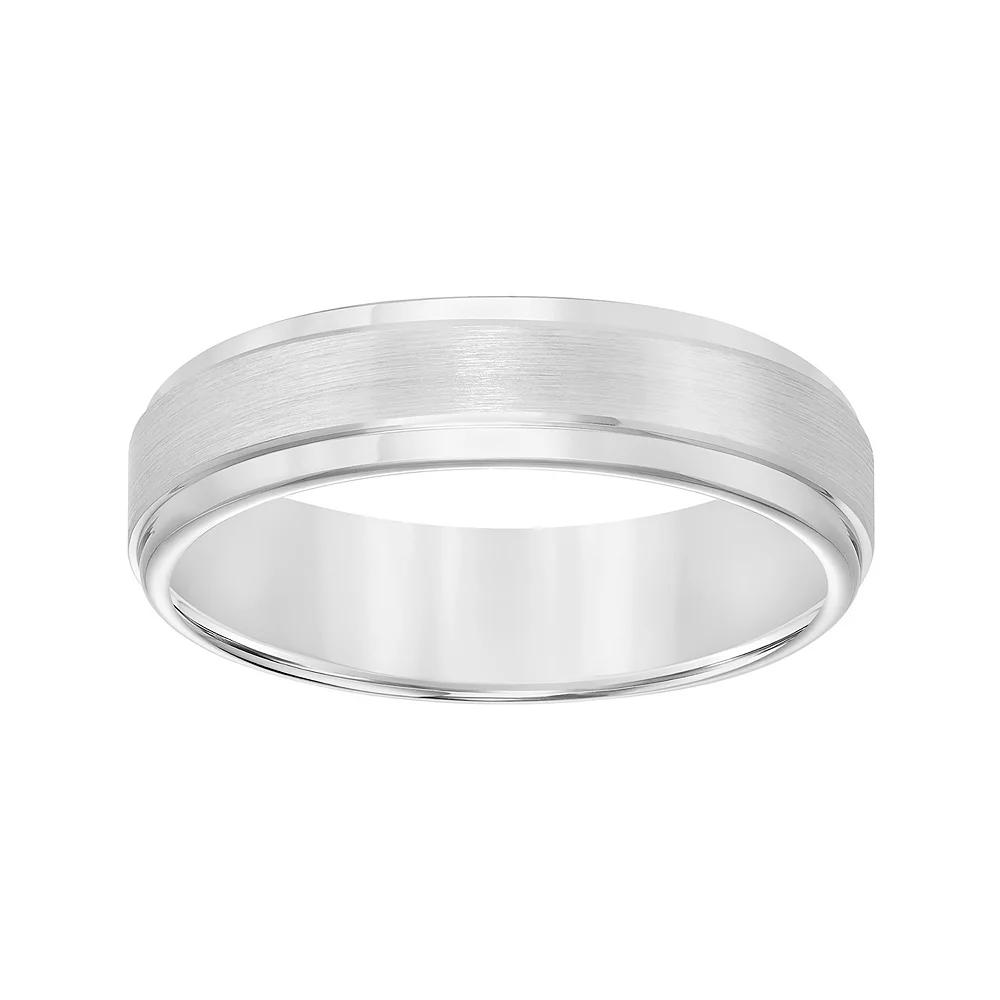 AXL Tungsten Carbide 6 mm Step-Edge Comfort Fit Men's Band, Size: 8.50, White Tungsten Product Image