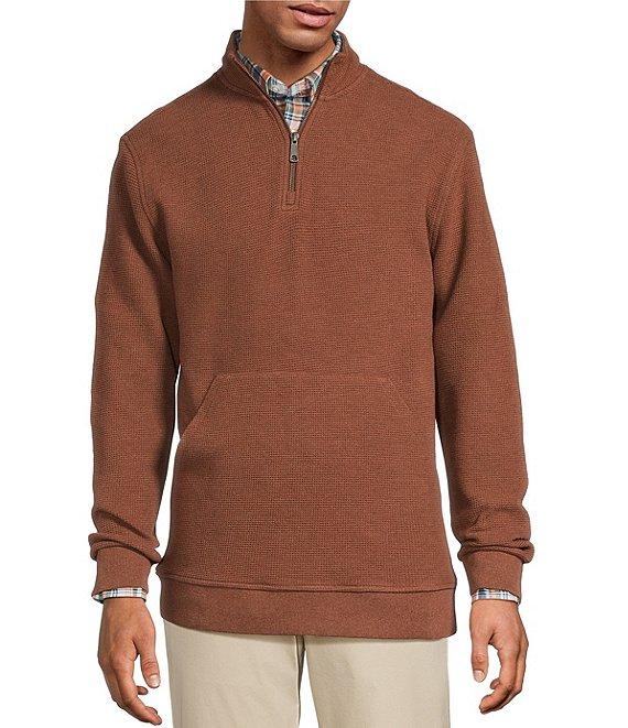 Roundtree & Yorke Long Sleeve Solid Textured Quarter Zip Pullover Product Image