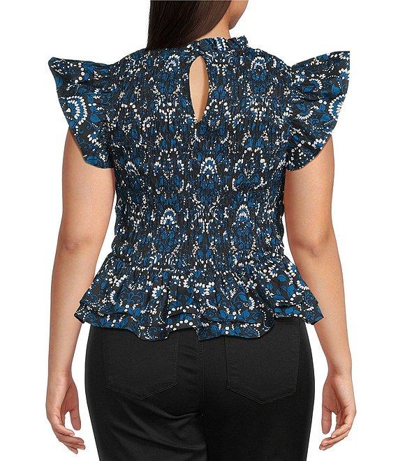 Sugarlips Plus Size Etta Floral Printed Poplin Blouse Product Image