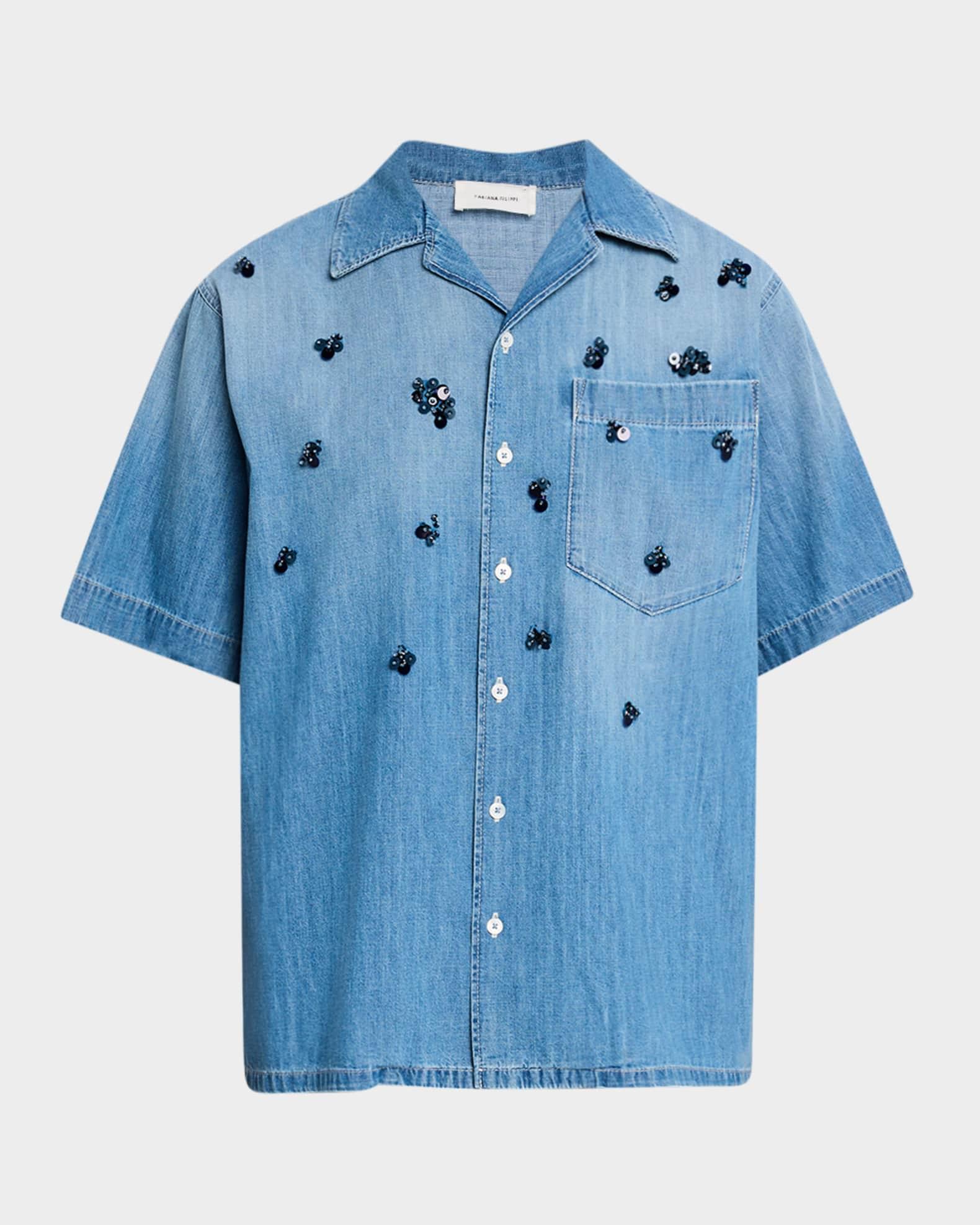 Sequin-Embellished Chambray Shirt Product Image
