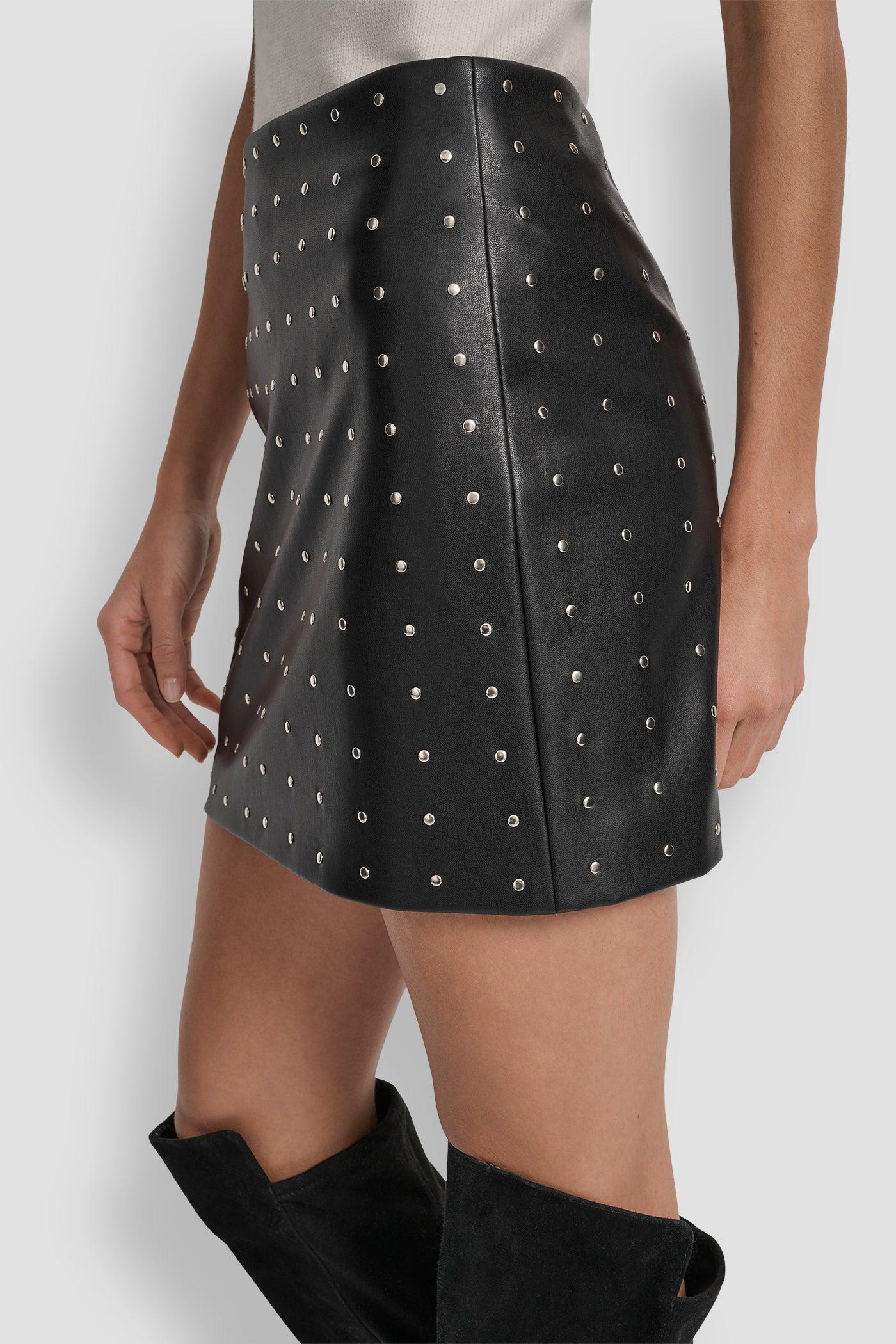 EMBELLISHED FAUX LEATHER SKIRT Product Image