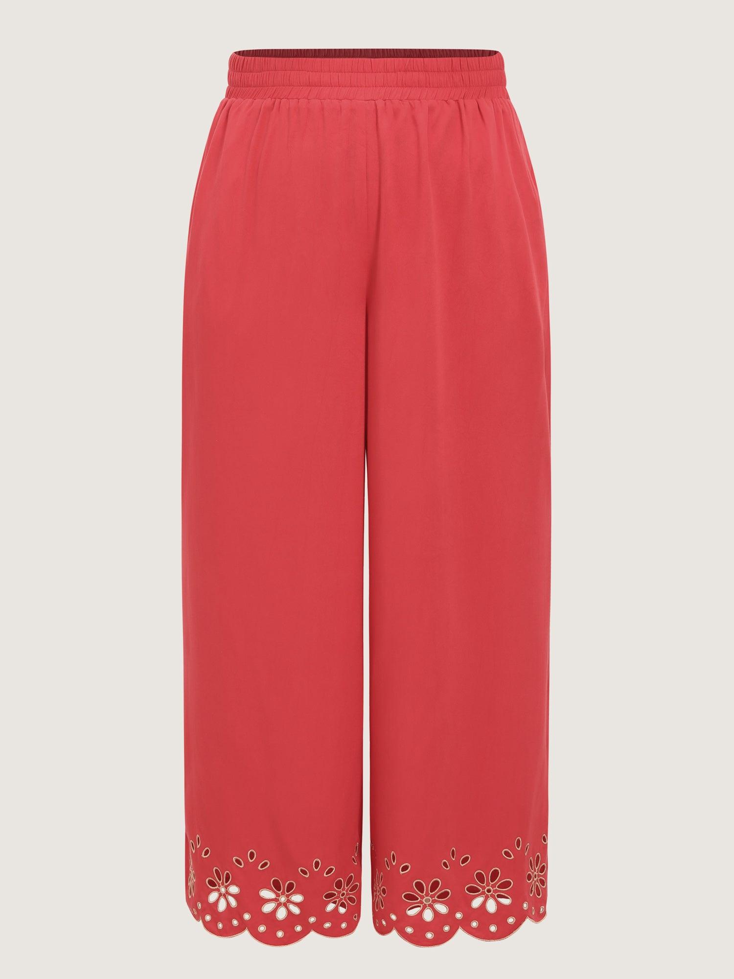 Embroidered Hem Straight Leg Pants Female Product Image