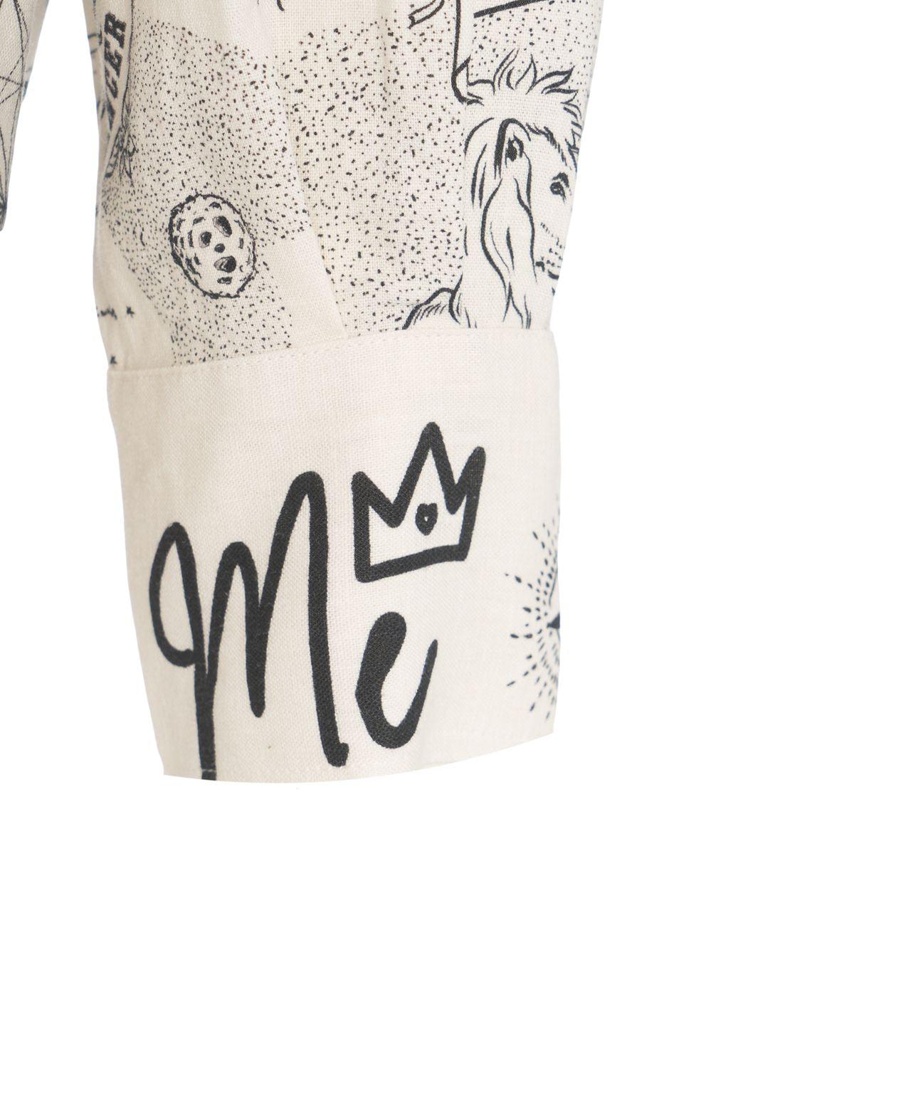 Linen blend blouse with print Product Image