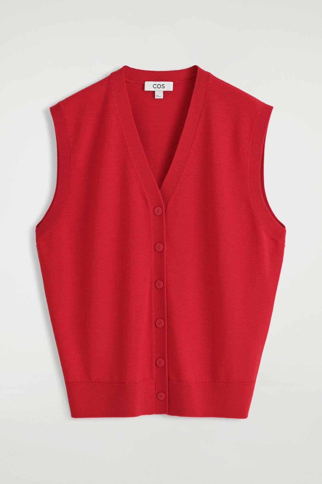 V-NECK MERINO WOOL VEST Product Image