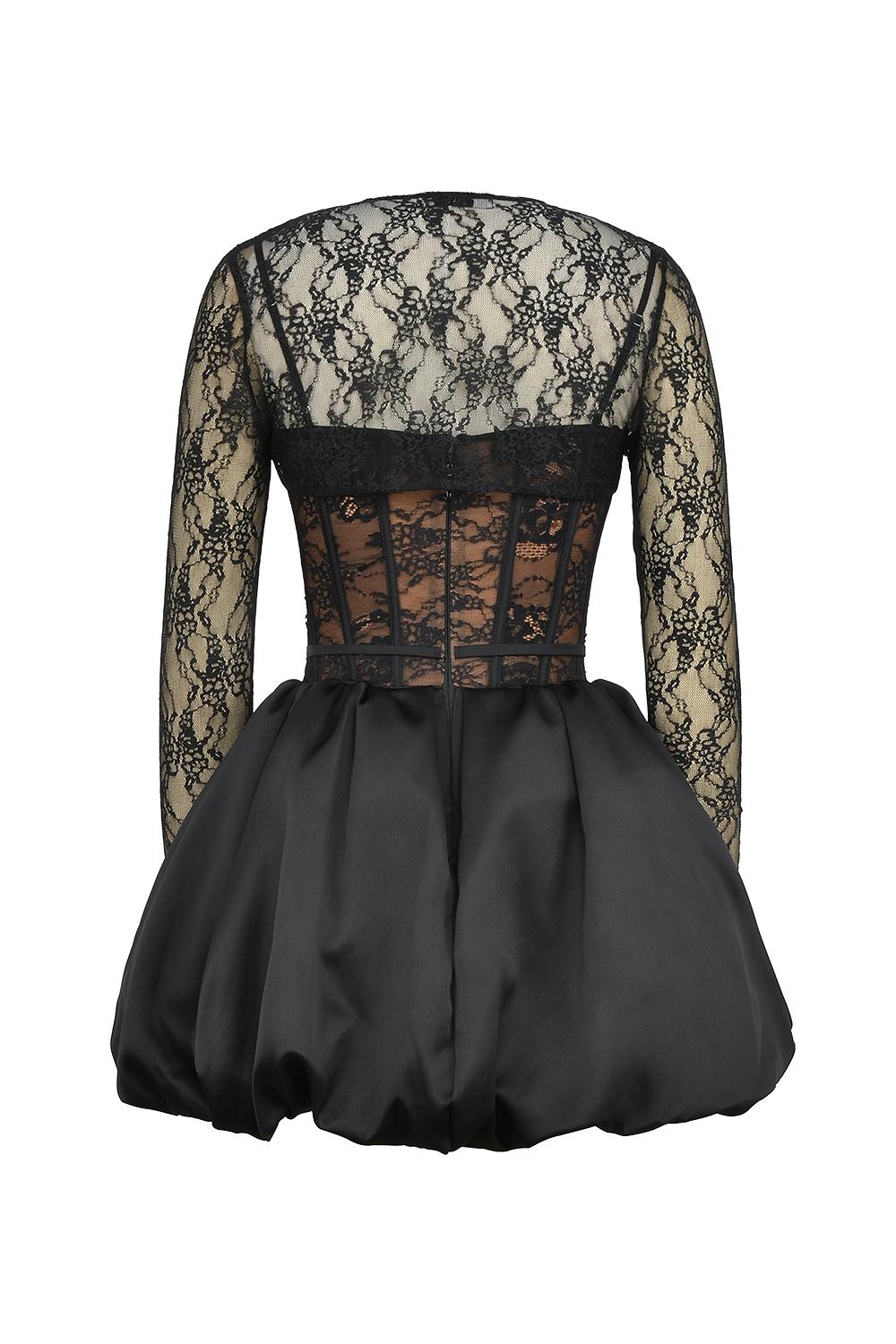 Beauty  black lace puffball mini dress - sale Product Image