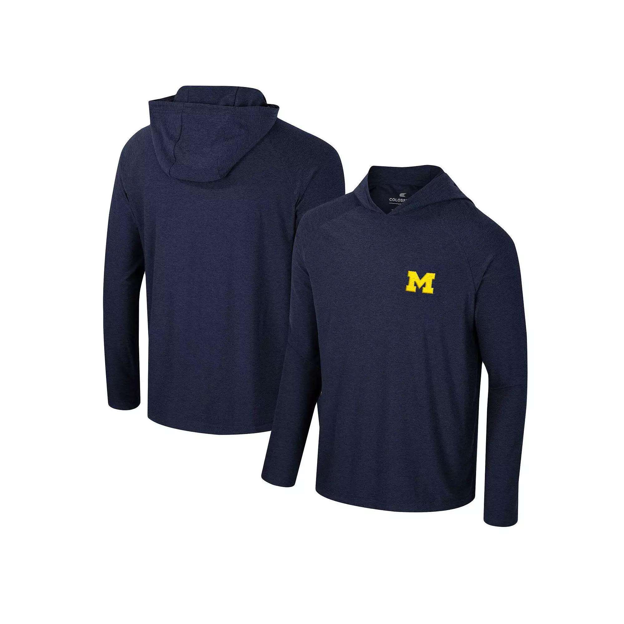 Men's Colosseum Navy Michigan Wolverines Cloud Jersey Raglan Long Sleeve Hoodie T-Shirt, Size: Medium, Blue Product Image