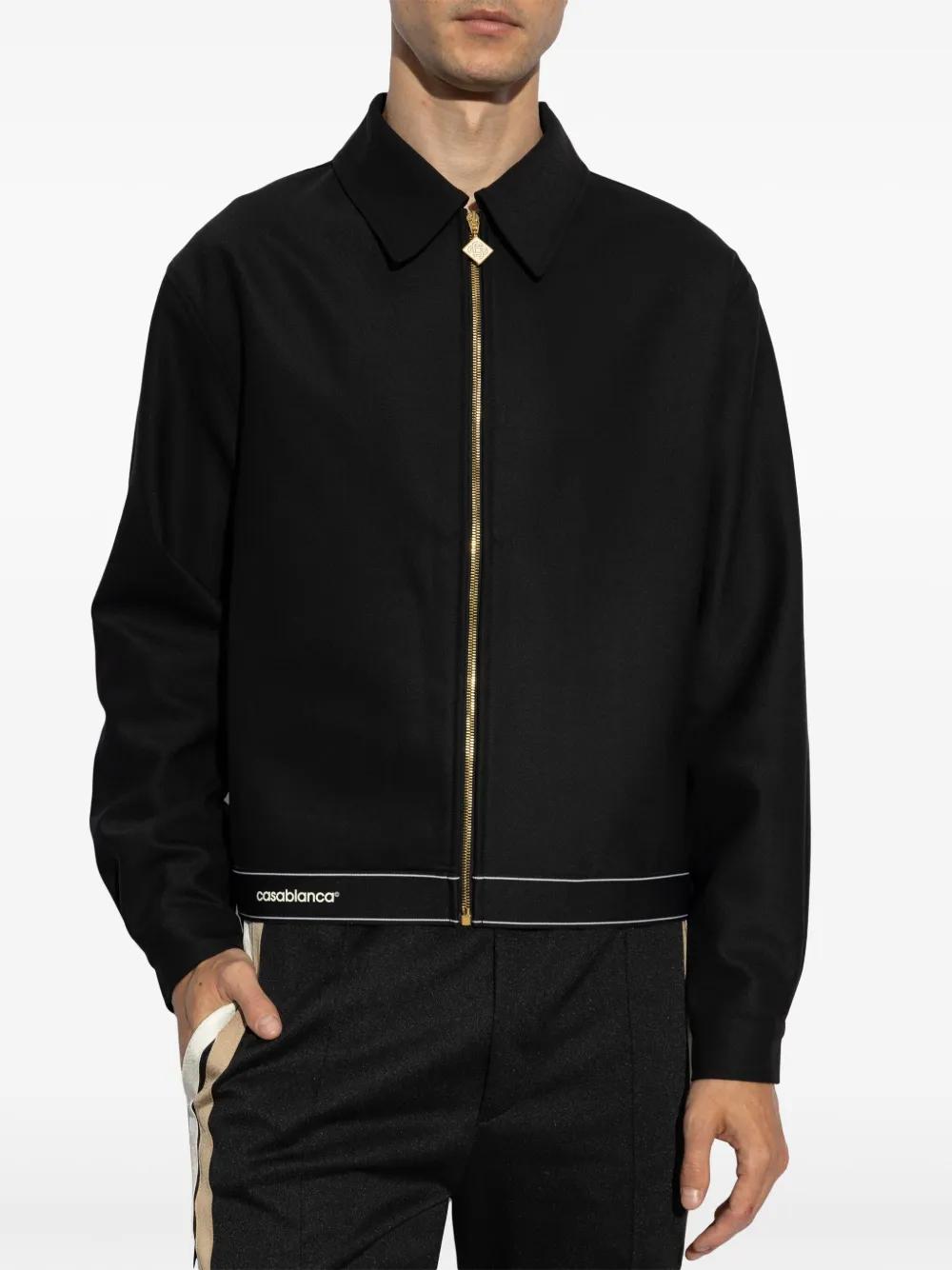 logo-print zipped bomber jacket  Product Image