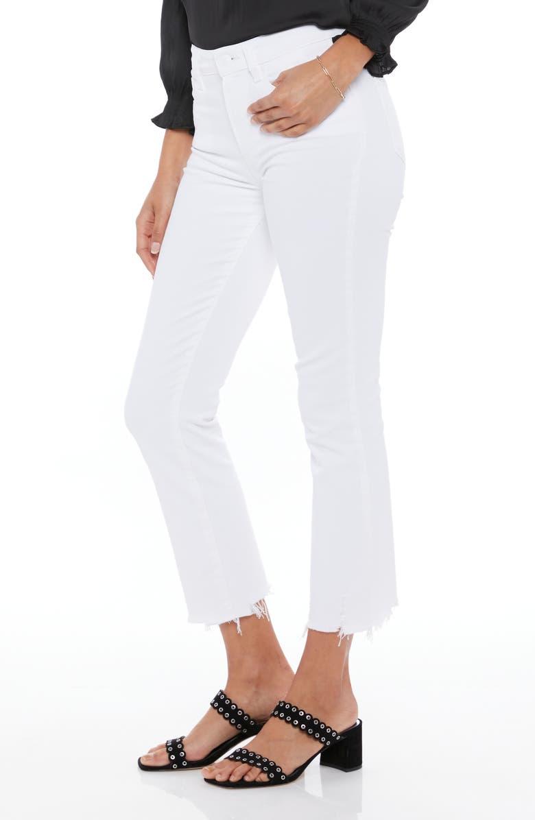 PAIGE Cindy Raw Hem Ankle Jeans in Crisp White Product Image