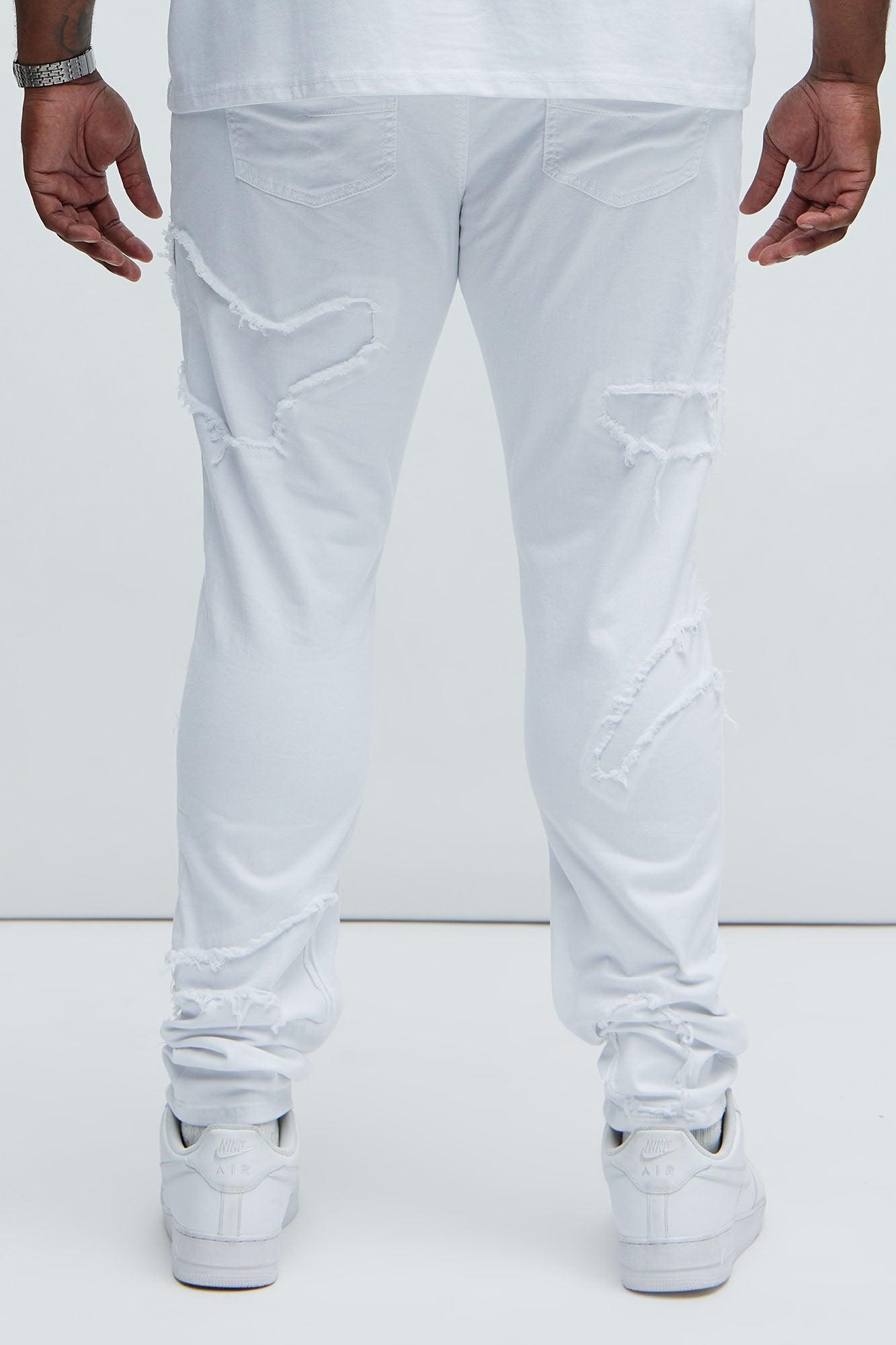 Got Your Back Patched Stacked Skinny Jeans - White Product Image