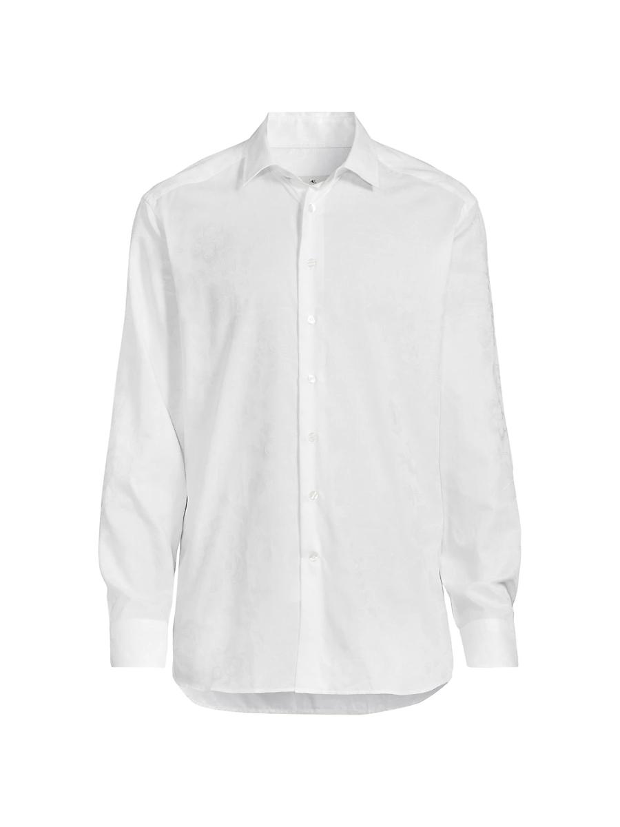Mens Solid Textured Jacquard Cotton Shirt Product Image