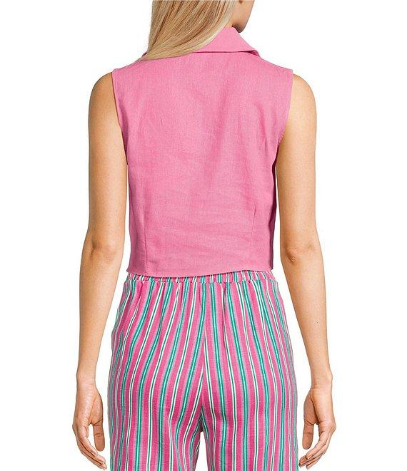 Copper Key Woven Sleeveless Coordinating Tie Front Blouse Product Image