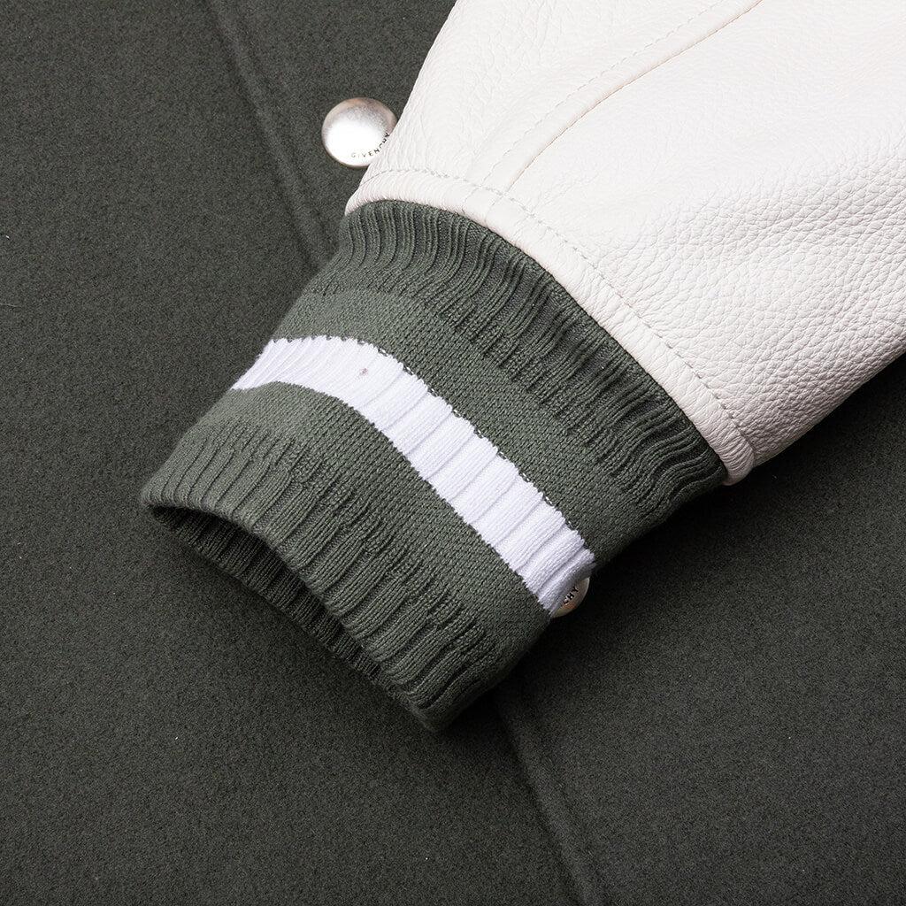 Varsity Wool & Grained Leather - Greyish Green Male Product Image