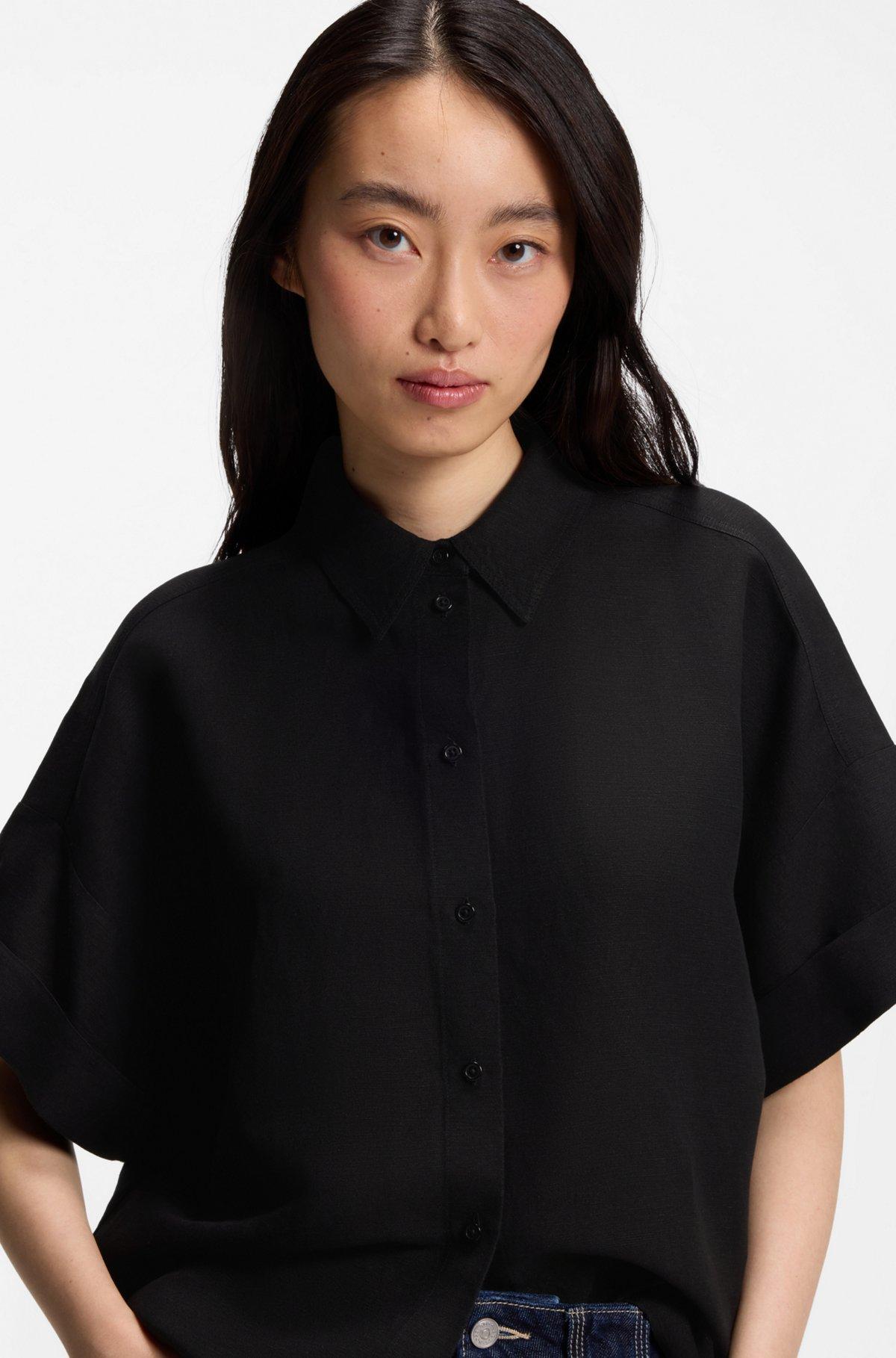 Regular-fit blouse with rolled cuffs Product Image