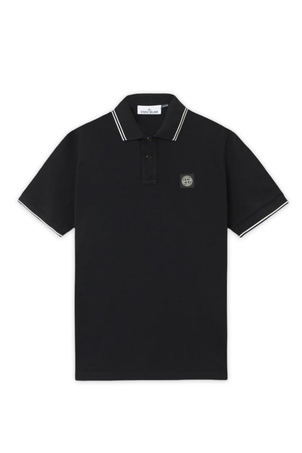 STONE ISLAND Mens Black Brand-patch Regular-fit Stretch-cotton Polo Shirt Xl Product Image