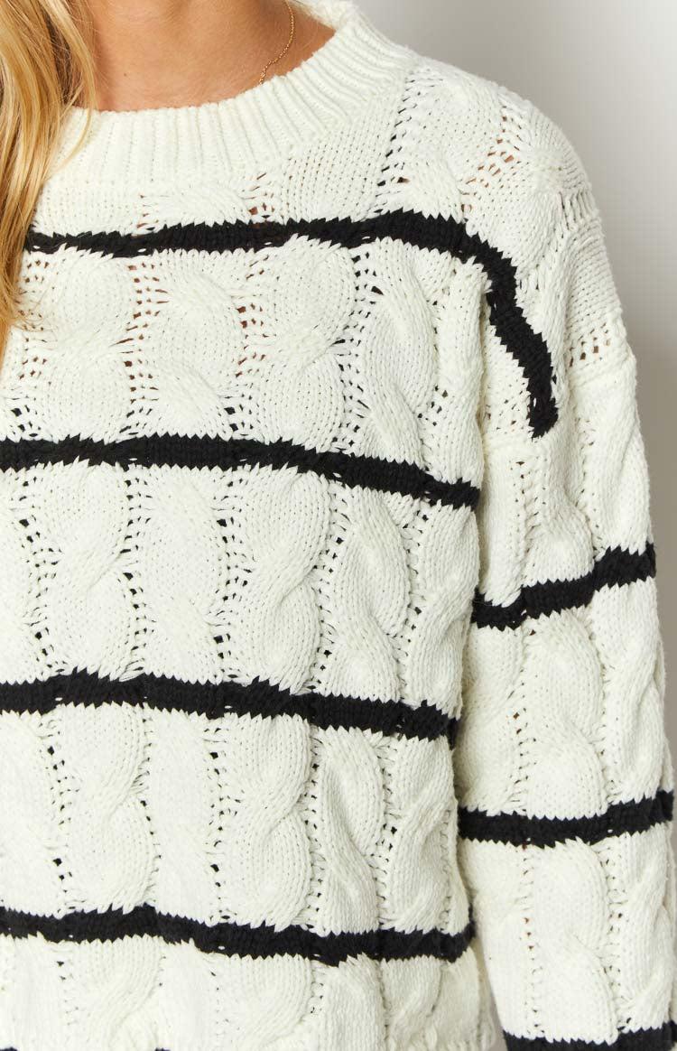 Harmony White Striped Jumper Product Image