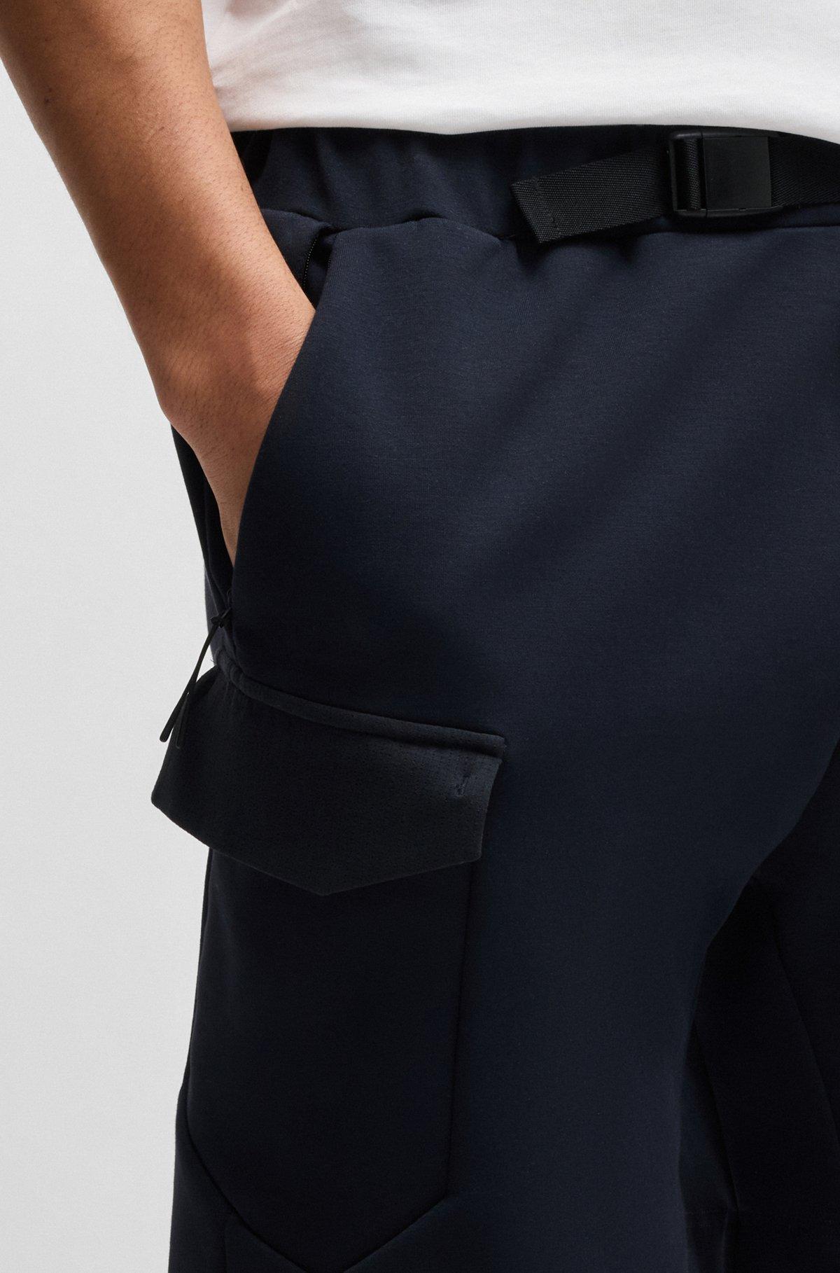 Super-stretch shorts with hopsack paneling Product Image