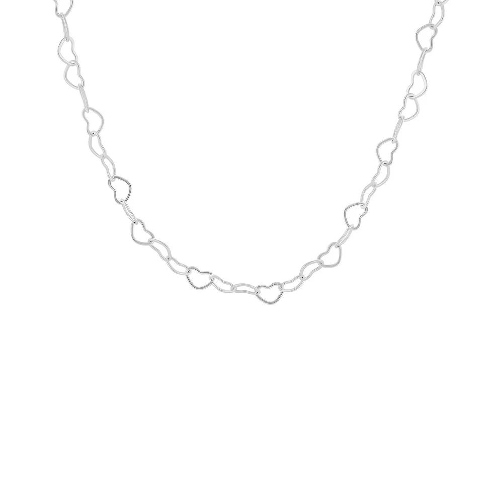 PRIMROSE Open Heart Link Chain Necklace, Women's, Size: 18", Silver Tone Product Image