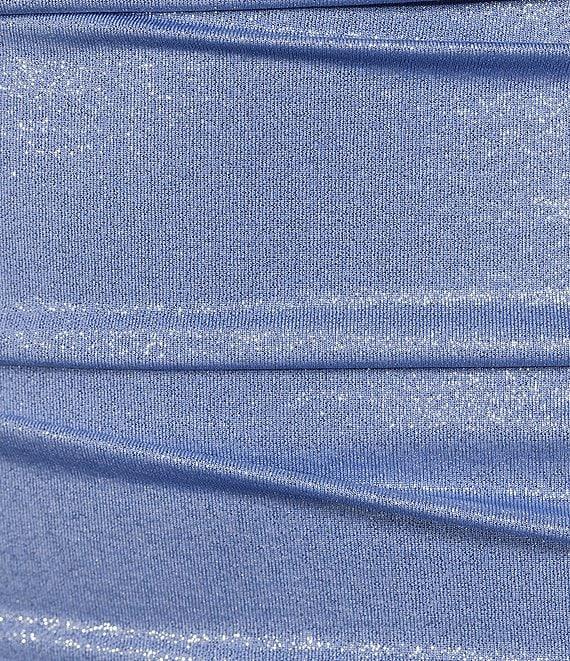 B. Darlin Spaghetti Strap V-Neck ITY Fog Foil Shirring Bodycon Dress Product Image