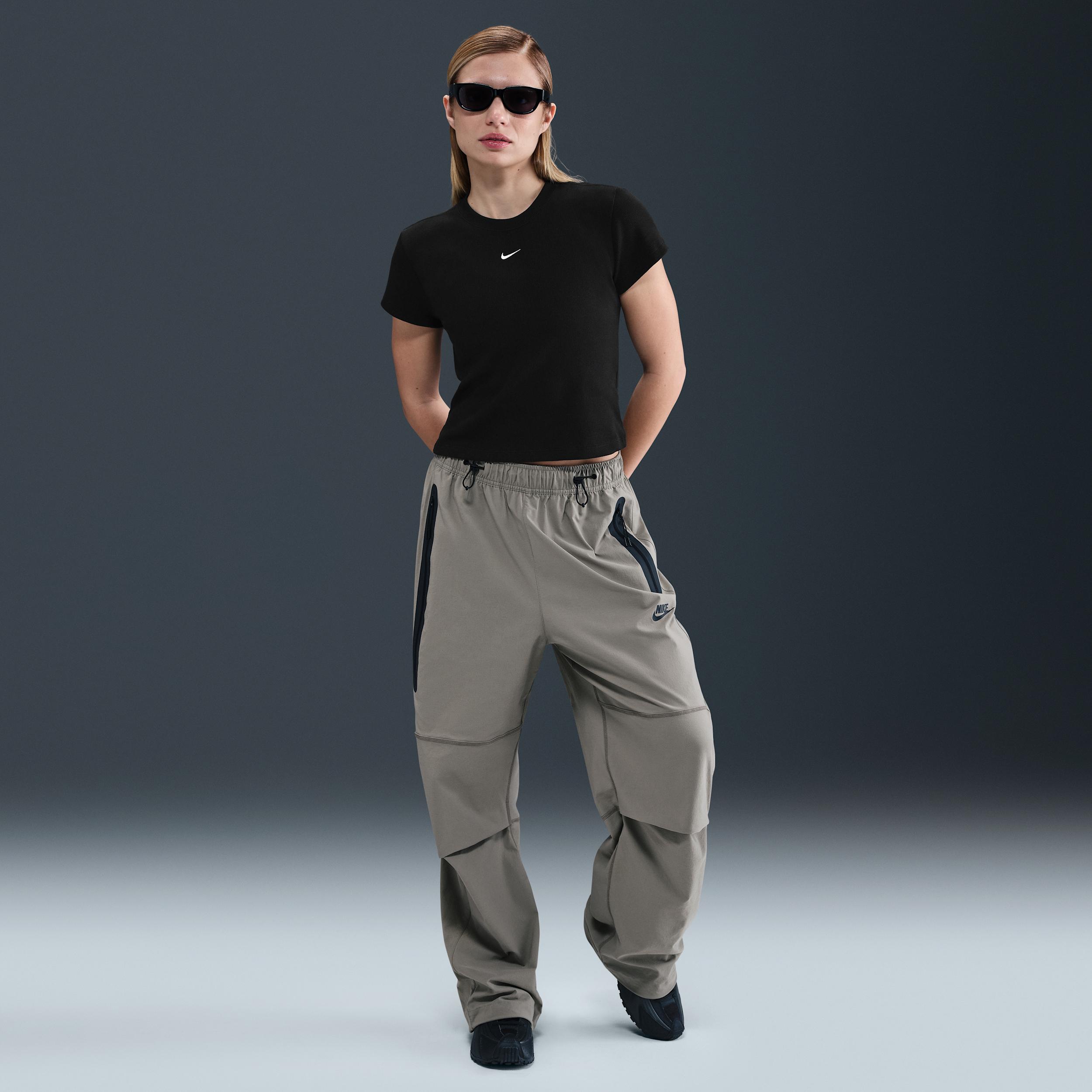 Womens Nike Sportswear Tight Ribbed Short-Sleeve T-Shirt | HV4994-010 Product Image