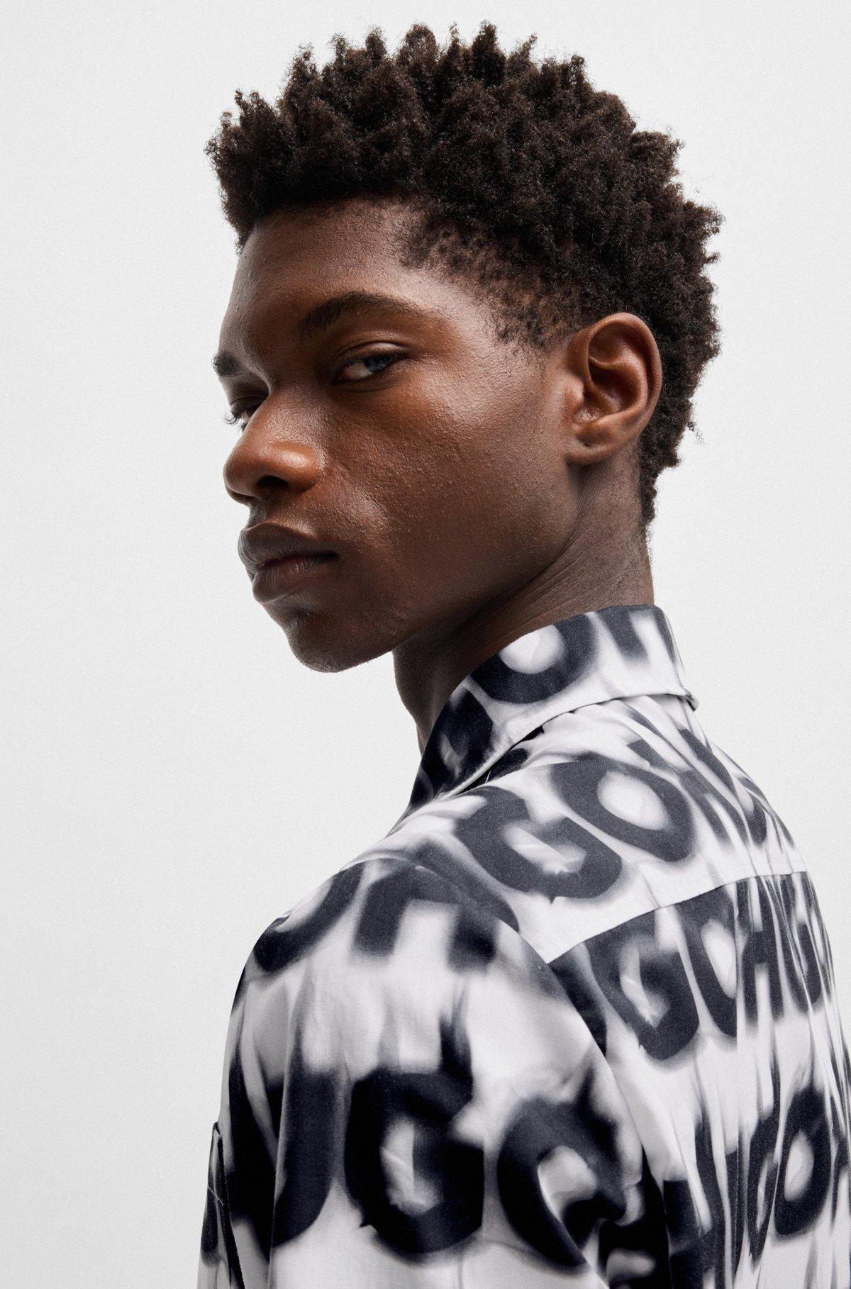 Relaxed-fit shirt in cotton with smoke-logo print Product Image