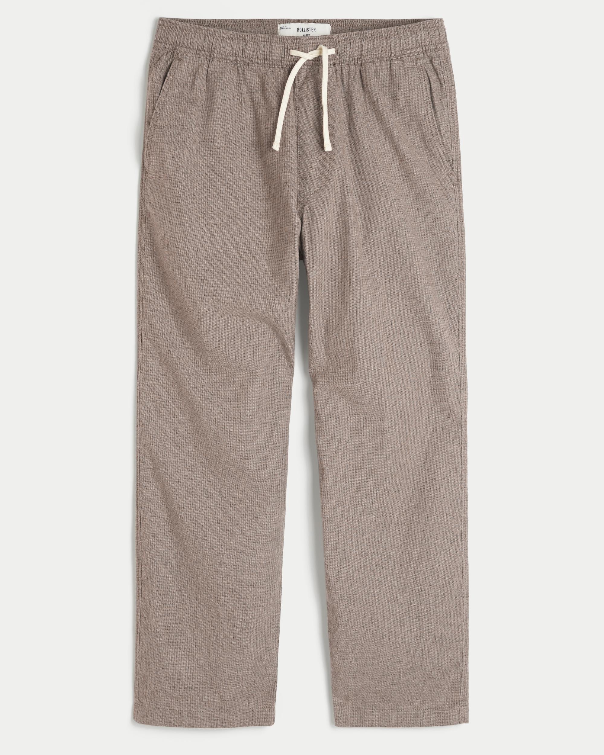 Linen-Blend Loose Pull-On Pants Product Image