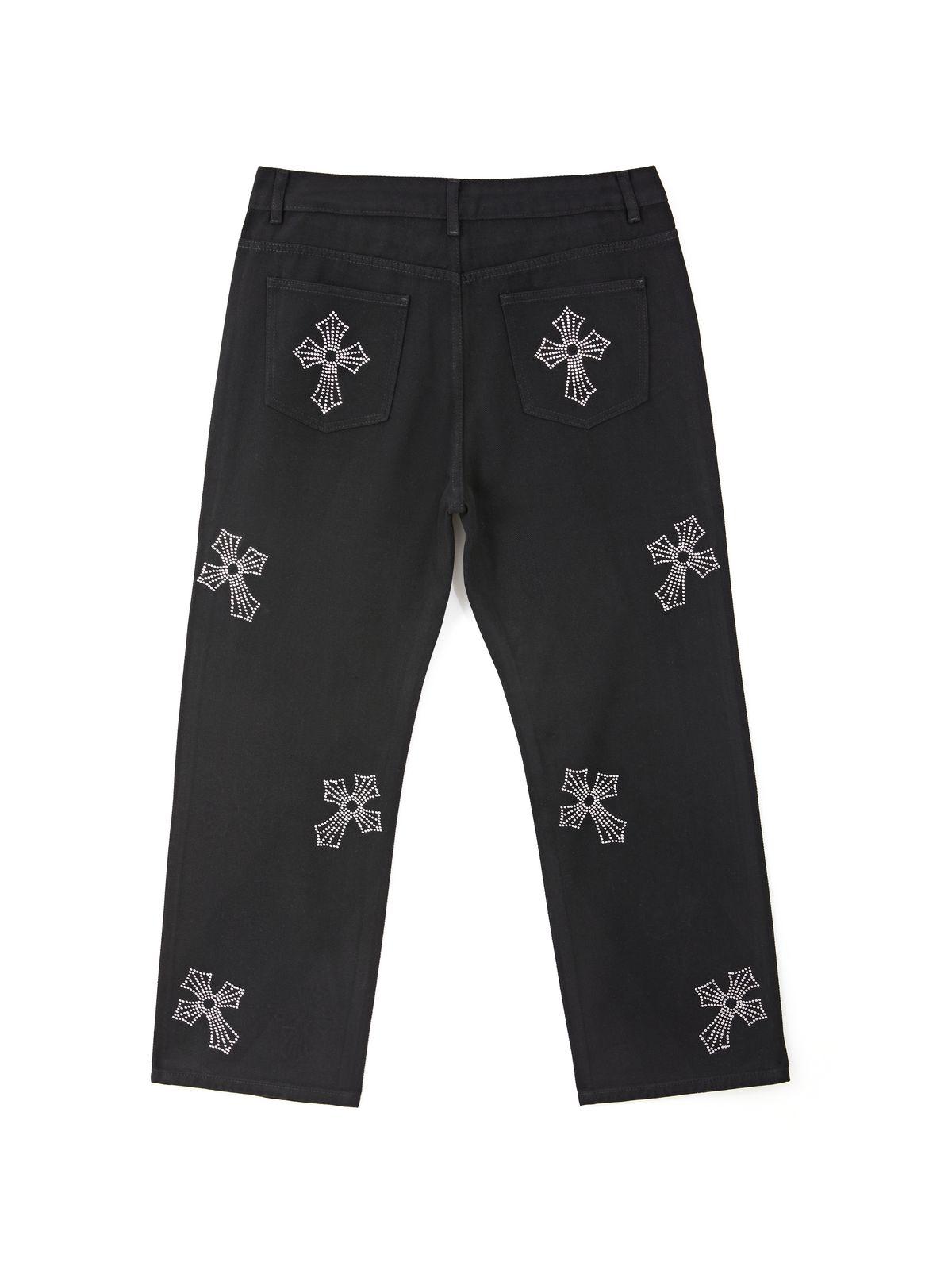 Men's Cross Rhinestone Loose Fit Jeans Product Image