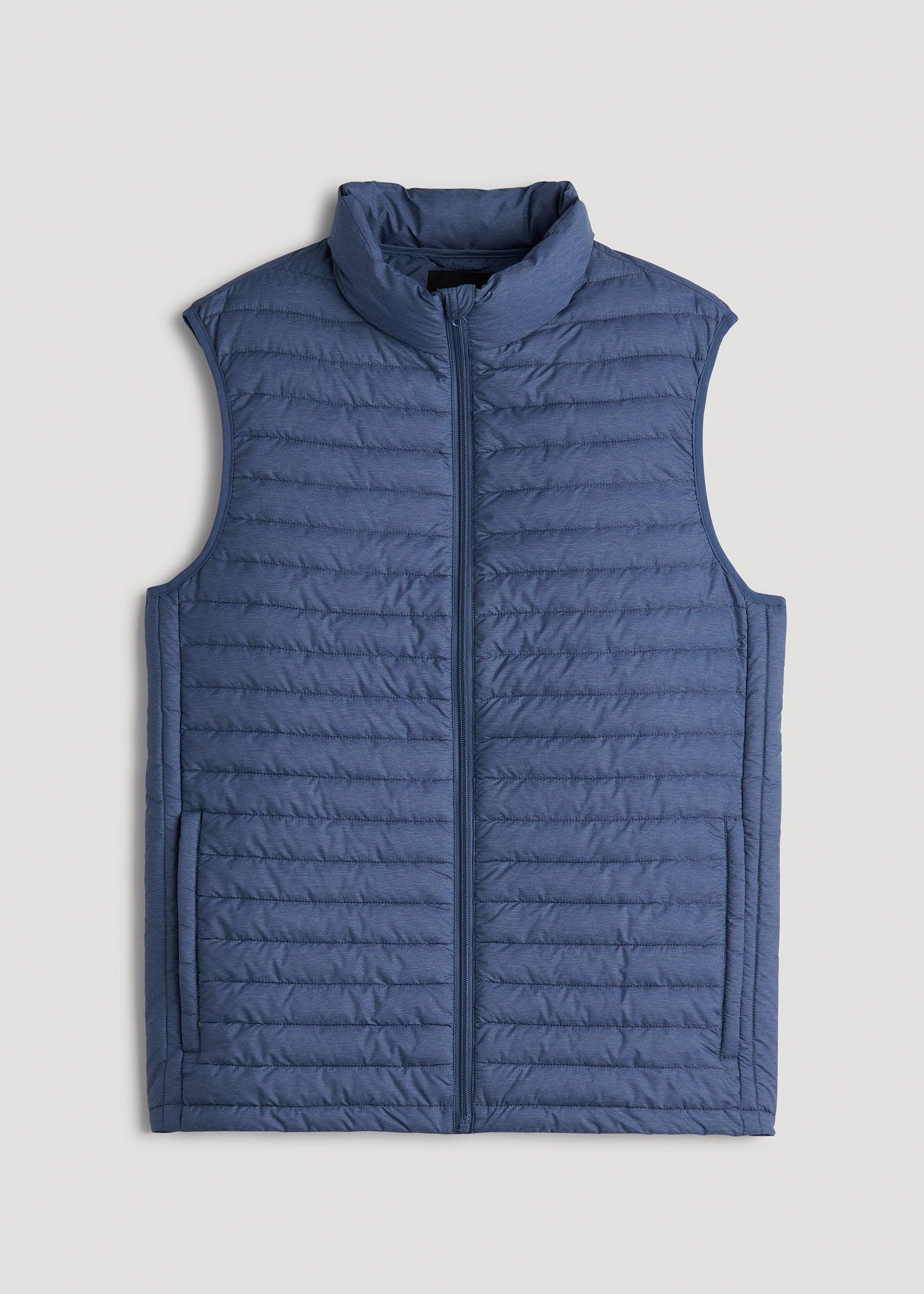 Packable Puffer Vest for Tall Men in Steel Blue Male Product Image