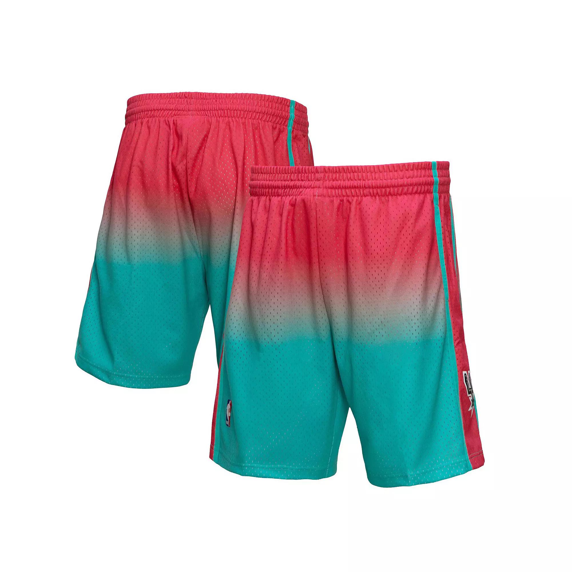 Men's Mitchell & Ness Pink/Teal San Antonio Spurs 1998/99 Hardwood Classics Fadeaway Reload 3.0 Swingman Shorts, Size: Large Product Image