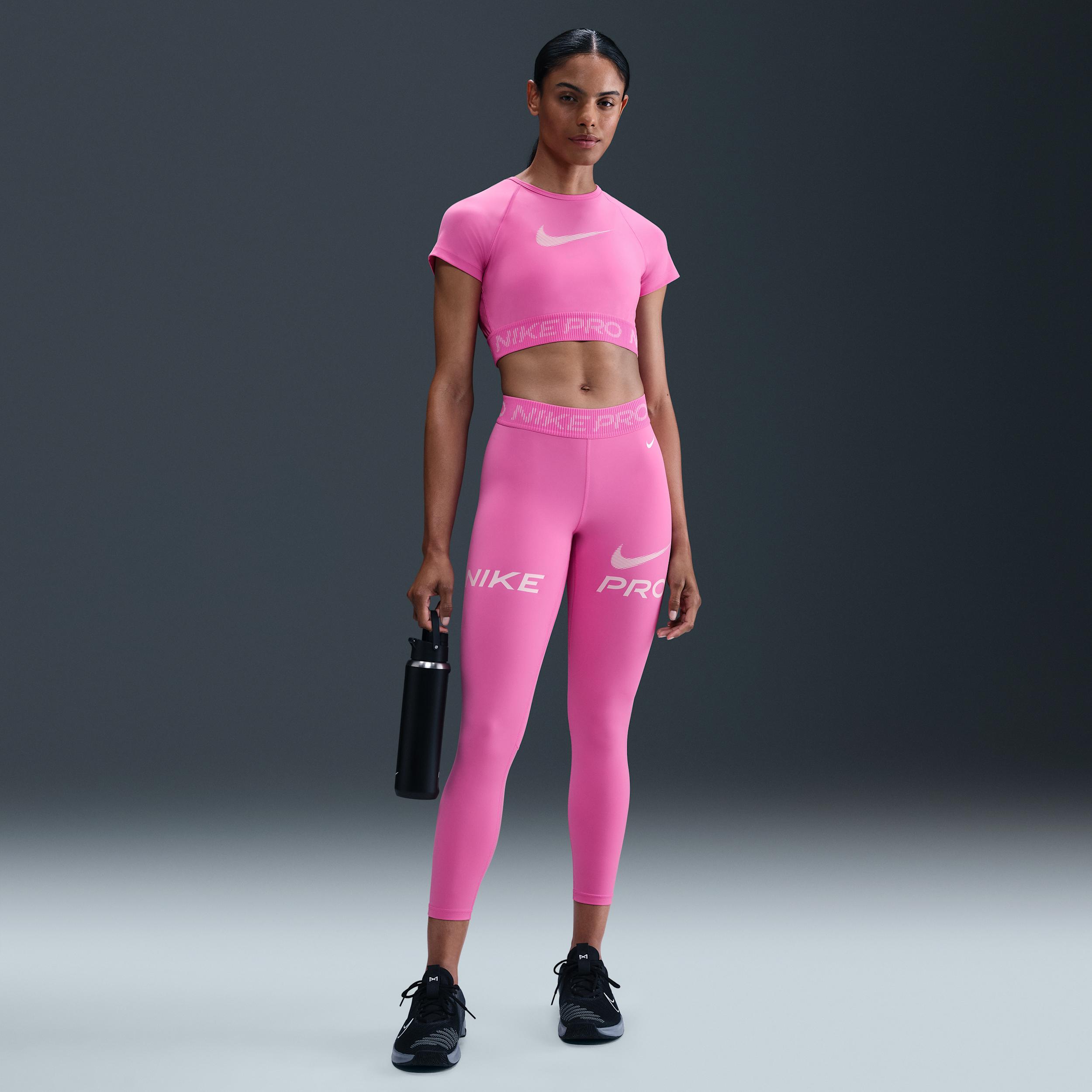 Womens Nike Pro Mid-Rise 7/8 Mesh-Panel Graphic Leggings | HV2306-675 Product Image