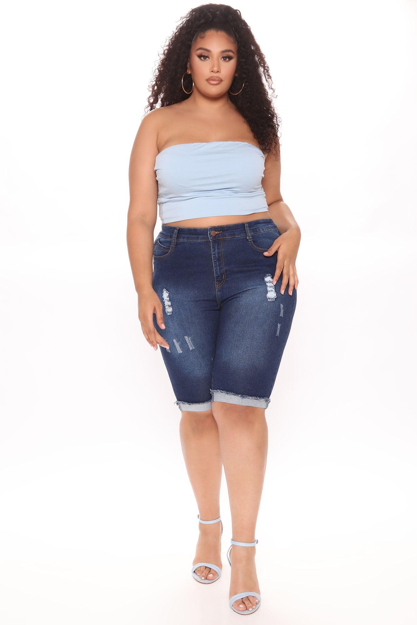 Hold Me Closer Booty Lifting Denim Bermudas - Dark Wash Product Image