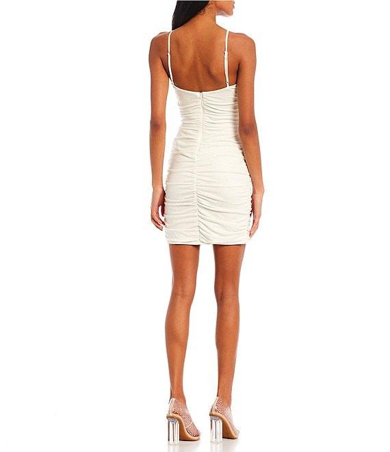 B. Darlin Cowl Neck Ruched Glitter Mini Dress Product Image